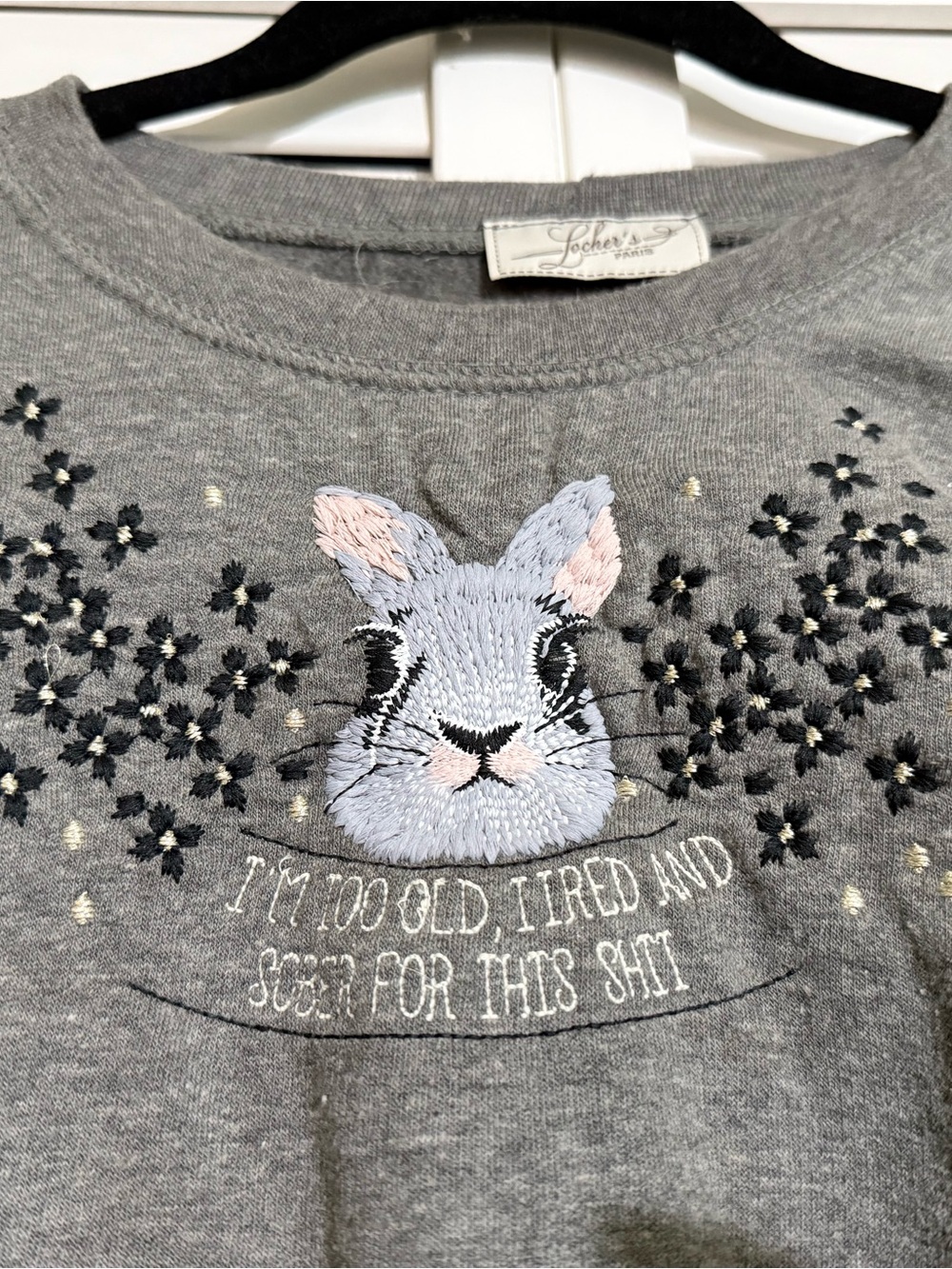 Embroidered Bunny Sweatshirt by Locher’s Paris